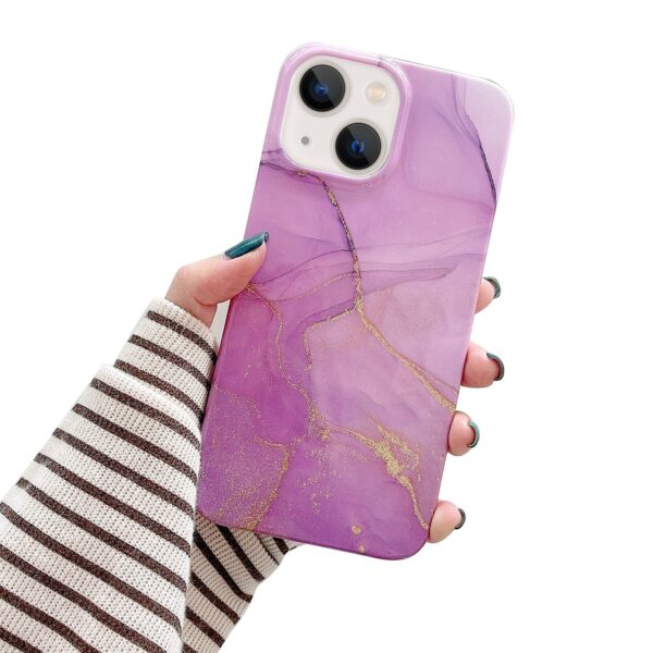 iPhone 13 Glitter Marble cover Lilla Guld