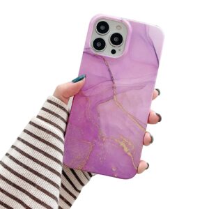 iPhone 13 Pro Max Glitter Marble cover Lilla Guld