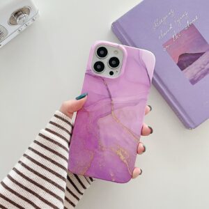 iPhone 12/12 Pro Glitter Marble cover Lilla Guld