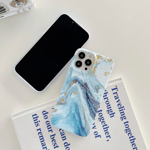 iPhone 12/12 Pro Glitter Marble cover Lilla Guld