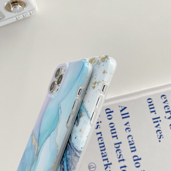 iPhone 12/12 Pro Glitter Marble cover Lilla Guld