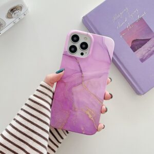 iPhone 12 Pro Max Glitter Marble cover Lilla Guld