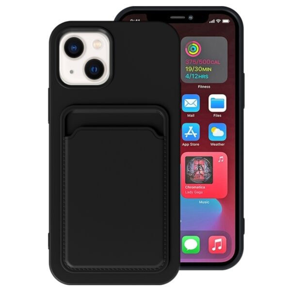 iPhone 14 Plus cover med kort holder Sort.