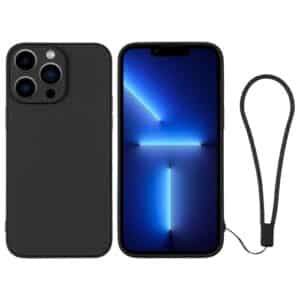 iPhone silikone cover med håndledsrem i sort