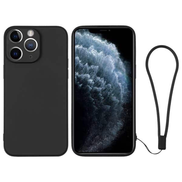 iPhone 11 Pro Max Silicone cover med håndledsrem - Sort