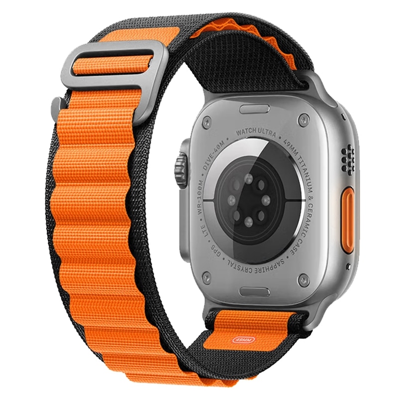 Apple Watch Ultra 49mm Alpine Loop rem - Sort Orange