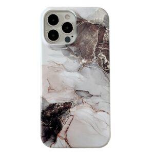 iPhone 12 2 i 1 Aftagelig Marble Pattern Cover Sort og Hvid