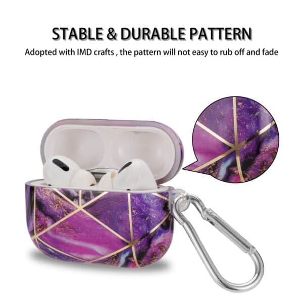 AirPods Pro 2 Electroplate Marble Pattern Case med krog - Lilla