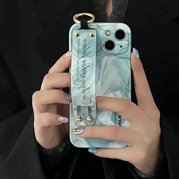 iPhone 14 Plus Marble Lanyard Cover Grøn
