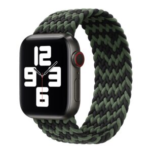 Apple Watch 45/44/42mm Nylon Braided rem - Sort Grøn