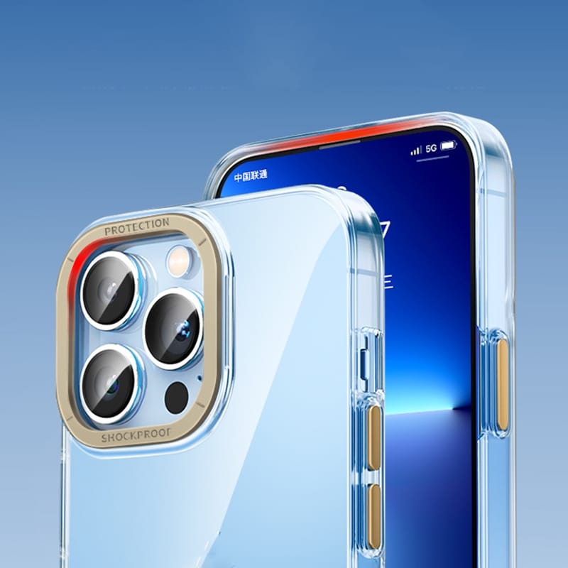 iPhone 14 Metal Key Crystal PC Cover Gennemsigtigt