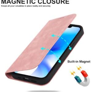iPhone 14 MagSafe læder flipcover - Pink