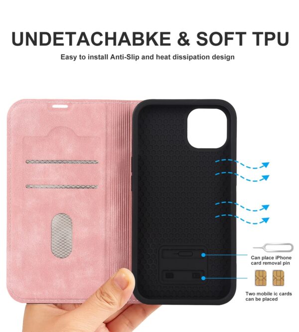 iPhone 14 Plus MagSafe læder flipcover - Pink