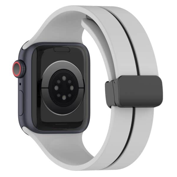 Apple Watch Silikone rem - Lyse Grå Sort - Billede 2