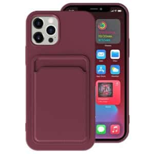 iPhone 12 Pro Max cover med kort holder mørke lilla.