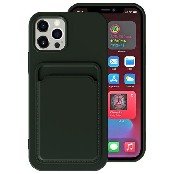 iPhone 12 cover med kort holder grøn.