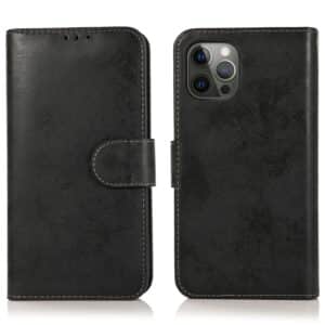 iPhone 13 Pro Max aftagelig Læder Flipcover - Sort