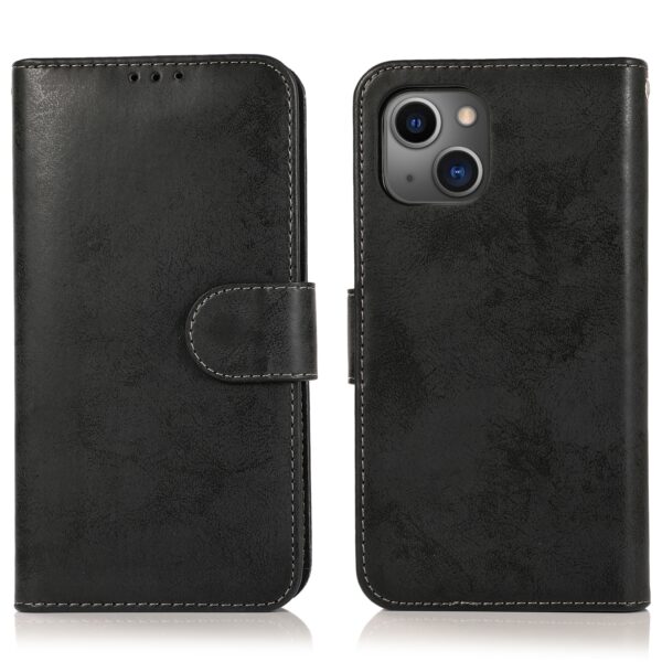 iPhone 13 Mini aftagelig Læder Flip cover - Sort