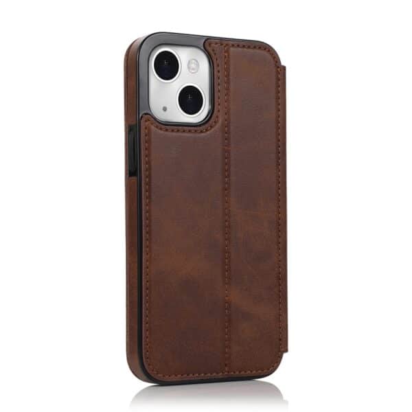 iPhone 13 Mini Magnetisk Læder Flip Cover - Brun - Billede 2