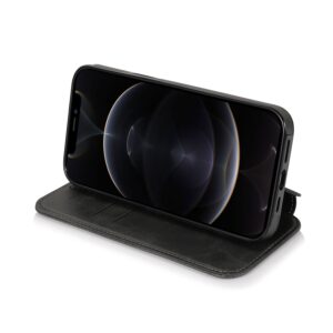 iPhone Magnetisk Læder Flip Cover - Sort